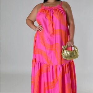 Pink and Orange Maxi Dress